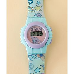 Babyhug Free Size Digital Watch with Stitch Print - Light Blue & White