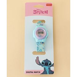 Babyhug Free Size Digital Watch with Stitch Print - Light Blue & White