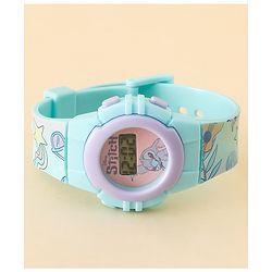 Babyhug Free Size Digital Watch with Stitch Print - Light Blue & White