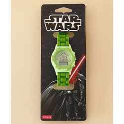 Babyhug Free Size Digital Watch with Yoda Print - Green