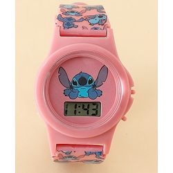 Babyhug Free Size Digital Watch with Stitch Print - Pink