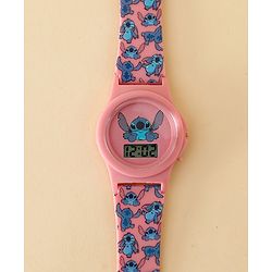 Babyhug Free Size Digital Watch with Stitch Print - Pink