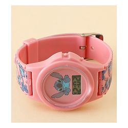 Babyhug Free Size Digital Watch with Stitch Print - Pink