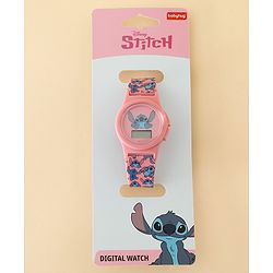 Babyhug Free Size Digital Watch with Stitch Print - Pink