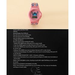 Babyhug Free Size Digital Watch with Stitch Print - Pink