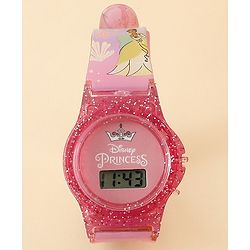 Babyhug Free Size Digital Watch with Princess Print - Light Pink