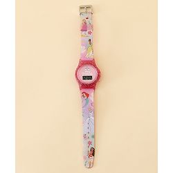 Babyhug Free Size Digital Watch with Princess Print - Light Pink