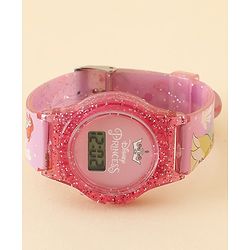 Babyhug Free Size Digital Watch with Princess Print - Light Pink