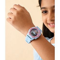 Babyhug Free Size Digital Watch with Frozen Print - Blue & Pink