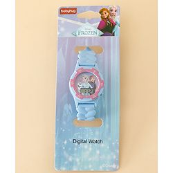 Babyhug Free Size Digital Watch with Frozen Print - Blue & Pink