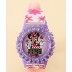 Babyhug Free Size Digital Watch with Minnie Mouse Print - Pink & Purple