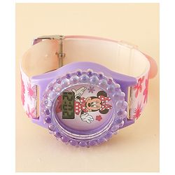 Babyhug Free Size Digital Watch with Minnie Mouse Print - Pink & Purple