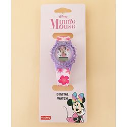 Babyhug Free Size Digital Watch with Minnie Mouse Print - Pink & Purple