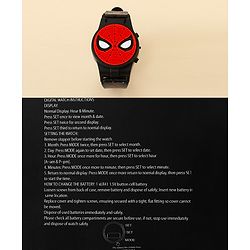 Babyhug Free Size Digital Watch with Spiderman Print - Black & Red