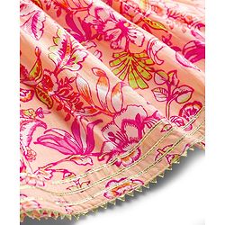 Babyhug Cotton Woven Half Sleeves Choli Lehenga & Dupatta Set With Floral Print - Peach