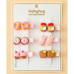 Babyhug Hair Clips With Doughnut & Candy Applique Pack of 6 - Multicolor