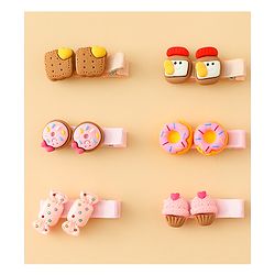 Babyhug Hair Clips With Doughnut & Candy Applique Pack of 6 - Multicolor