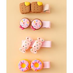 Babyhug Hair Clips With Doughnut & Candy Applique Pack of 6 - Multicolor