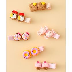 Babyhug Hair Clips With Doughnut & Candy Applique Pack of 6 - Multicolor