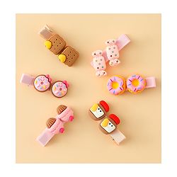 Babyhug Hair Clips With Doughnut & Candy Applique Pack of 6 - Multicolor