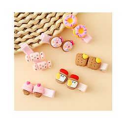 Babyhug Hair Clips With Doughnut & Candy Applique Pack of 6 - Multicolor