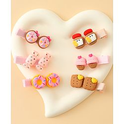 Babyhug Hair Clips With Doughnut & Candy Applique Pack of 6 - Multicolor