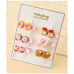 Babyhug Hair Clips With Doughnut & Candy Applique Pack of 6 - Multicolor