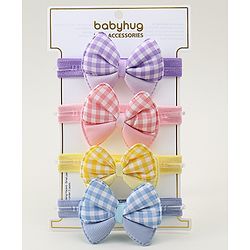Babyhug Headbands With Bow Applique Pack of 4 - Multicolor