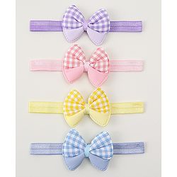 Babyhug Headbands With Bow Applique Pack of 4 - Multicolor