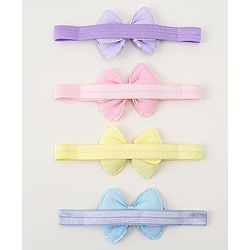 Babyhug Headbands With Bow Applique Pack of 4 - Multicolor