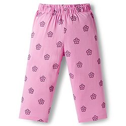 Babyhug Cotton Knit Full Sleeves Night Suit With Animal Print - Light Pink