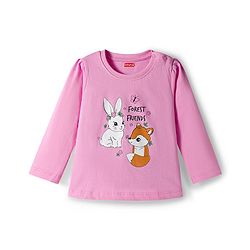 Babyhug Cotton Knit Full Sleeves Night Suit With Animal Print - Light Pink