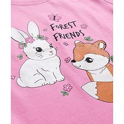 Babyhug Cotton Knit Full Sleeves Night Suit With Animal Print - Light Pink