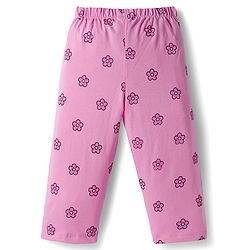 Babyhug Cotton Knit Full Sleeves Night Suit With Animal Print - Light Pink