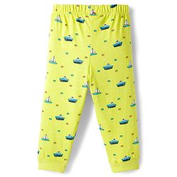 Babyhug Cotton Knit Full Sleeves Co-ords Night Suit with Nautical Theme Print - Neon Green