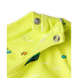 Babyhug Cotton Knit Full Sleeves Co-ords Night Suit with Nautical Theme Print - Neon Green