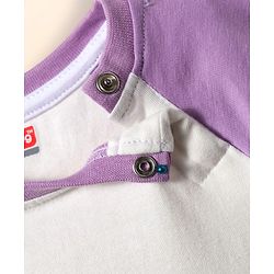 Babyhug  Cotton Knit Full Raglan Sleeves Night Suit With Animal Print - Lavender