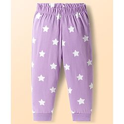 Babyhug  Cotton Knit Full Raglan Sleeves Night Suit With Animal Print - Lavender