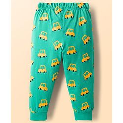 Babyhug Cotton Knit Full Raglan Sleeves Night Suit With Dino Print - Mint Green