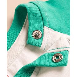 Babyhug Cotton Knit Full Raglan Sleeves Night Suit With Dino Print - Mint Green