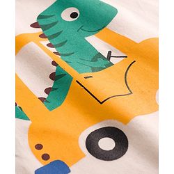 Babyhug Cotton Knit Full Raglan Sleeves Night Suit With Dino Print - Mint Green