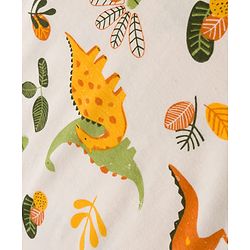 Babyhug Cotton Knit Full Sleeves Co-ords Night Suit With Dino Print - Cream
