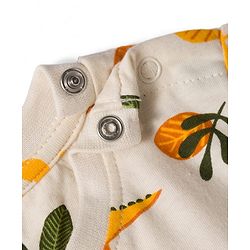 Babyhug Cotton Knit Full Sleeves Co-ords Night Suit With Dino Print - Cream