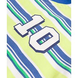 Babyhug 100% Cotton Knit Half Sleeves T-Shirt with Stripes & Text Print - Limegreen & Blue