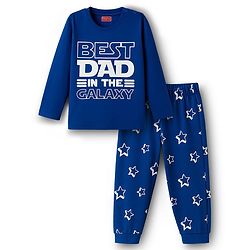 Babyhug Cotton Knit Full Sleeves Night Suit With Text Print - Navy Blue