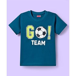 Babyhug 100% Cotton Knit Half Sleeves T-Shirts with Stripes & Go Team Text Print Pack of 3 - Navy Blue & Neon Green