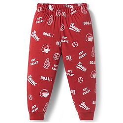 Babyhug Cotton Knit Full Sleeves Night Suit With Dream Squad Text Print - Maroon