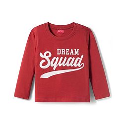 Babyhug Cotton Knit Full Sleeves Night Suit With Dream Squad Text Print - Maroon