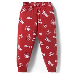 Babyhug Cotton Knit Full Sleeves Night Suit With Dream Squad Text Print - Maroon