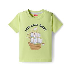 Babyhug 100% Cotton Knit  Half Sleeves T-Shirt with Stripes & Nautical Print Pack of 3 - Light Blue & Light Green